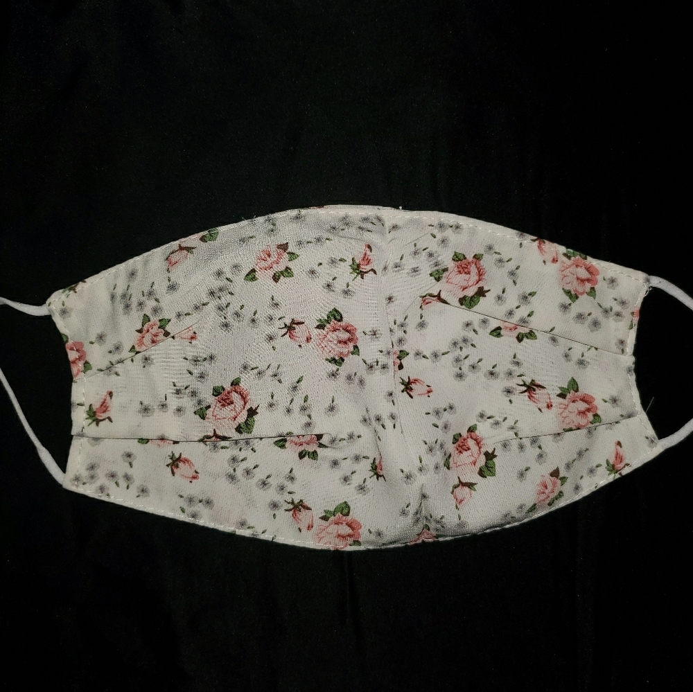 2 Face Masks with Dainty Pink Roses